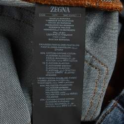 Pre Owned Zegna Blue Distressed Denim Slim Fit Jeans M/Waist 33" 