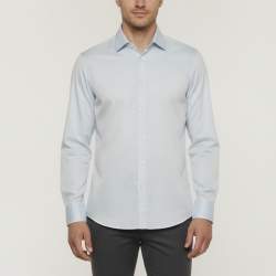 مملوكة مسبقًا Zegna Trecapi Light Blue Micro Stripe Cotton Button Up Shirt M