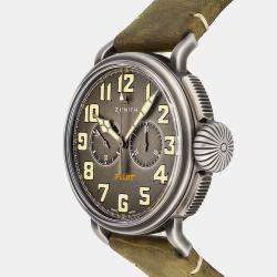 Zenith Grey Stainless Steel Heritage Pilot 11.2430.4069/21.C773 Automatic Men's Wristwatch 45 mm