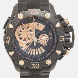 Zenith Black Titanium 18K Rose Gold Rubber Defy Xtreme Open El Primero 96.0528.4021.21.R642 Men's Wristwatch 46.50 mm