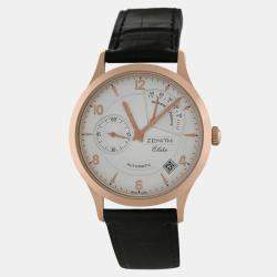 Pre Owned Zenith Class Elite Reserve  De Marche 18.1125.685 Automatic Cream 18k Rose Gold Men's Wristwatch 37 mm