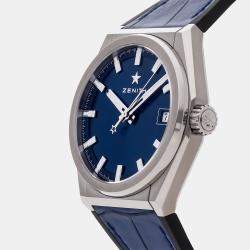 مملوكة مسبقًا Pre-Owned Zenith Defy Classic 95.9000.670/51.R584 Blue Automatic Titanium Men's Wristwatch 41 mm