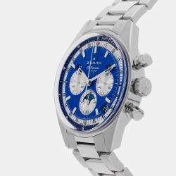 مملوكة مسبقًا Pre-Owned Zenith Chronomaster Original Triple Calendar 03.3400.3610/51.C910 Blue Automatic Stainless Steel Men's Wristwatch 38 MM
