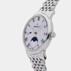 Pre Owned Zenith Elite Ultra Think Lady Moonphase 03.2320.692/81.M232 White Stainless Steel, Mother of Pearl Automatic Men's Wristwatch 36mm