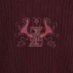 Pre Owned Zilli Burgundy Logo Embroidered Cashmere Knit Sweater XXL