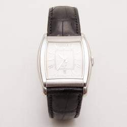 Bedat & Co. No. 7 Silver Dial Mens Leather Watch Black