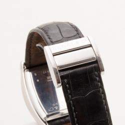 Bedat & Co. No. 7 Silver Dial Mens Leather Watch Black