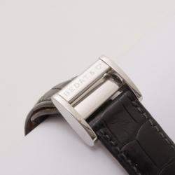 Bedat & Co. No. 7 Silver Dial Mens Leather Watch Black
