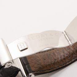 Bedat & Co. No. 7 Silver Dial Mens Leather Watch Black