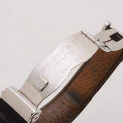 Bedat & Co. No. 7 Silver Dial Mens Leather Watch Black
