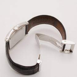 Bedat & Co. No. 7 Silver Dial Mens Leather Watch Black