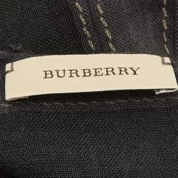 Pre Owned Burberry Haymarket Check Beige/Black Wool Fringed Scarf