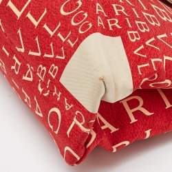 Bvlgari Red/Beige Logo Mania Fabric and Leather Baguette Bag