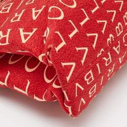 Bvlgari Red/Beige Logo Mania Fabric and Leather Baguette Bag