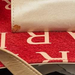 Bvlgari Red/Beige Logo Mania Fabric and Leather Baguette Bag