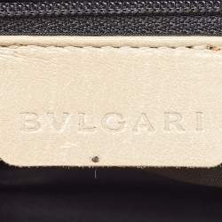 Bvlgari Red/Beige Logo Mania Fabric and Leather Baguette Bag