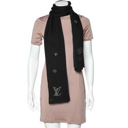 Pre Owned Louis Vuitton Black Swarovski Crystal Monte Carlo Cashmere Stole