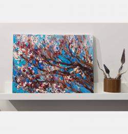 Flowering Apricot Tree Original Oil Painting By Anastasiya Valiulina, Israel,2022 (30 X 40)