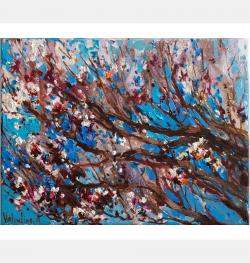 Flowering Apricot Tree Original Oil Painting By Anastasiya Valiulina, Israel,2022 (30 X 40)