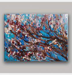 Flowering Apricot Tree Original Oil Painting By Anastasiya Valiulina, Israel,2022 (30 X 40)