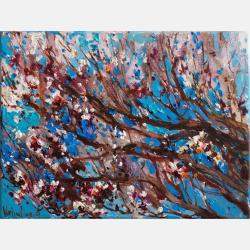 Flowering Apricot Tree Original Oil Painting By Anastasiya Valiulina, Israel,2022 (30 X 40)
