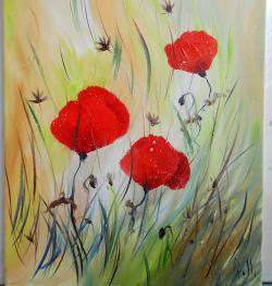 Coquelicots Et Papiers De Soie By Axelle Bosler, France,2022 (46 X 38)