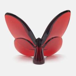 Baccarat Red Glass Lucky Butterfly Glint 