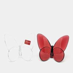 Baccarat Red/Clear Crystals Lucky Butterfly Glint Set of 2