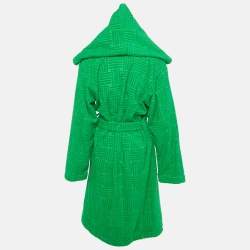 Pre Owned Bottega Veneta Home Green Terry Hooded Bathrobe M
