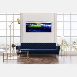 Green Wave Breaking Ocean Beach Painting By Bozhena Fuchs, Czechia,2021 (50.8 X 119.38)