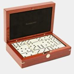 Pre Owned Burberry Domino Set Brown Lacquered Wood
