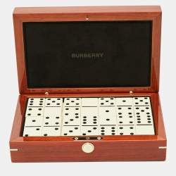 Pre Owned Burberry Domino Set Brown Lacquered Wood