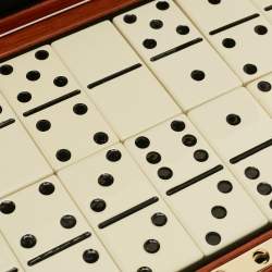 Pre Owned Burberry Domino Set Brown Lacquered Wood