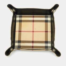 Burberry Beige Nova Check Coated Canvas Catchall Tray