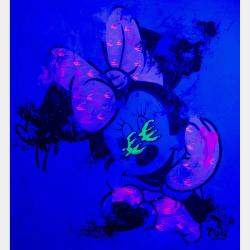 Minerva Euro Eyes Over Blue By Carlos Pun, Peru,2022 (70 X 70)