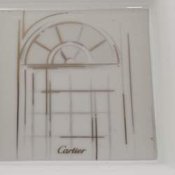 Pre Owned Cartier Porcelain Platinum Finish Window Print Mini Ashtray