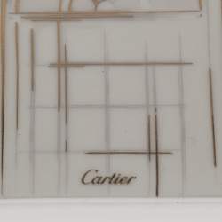 Pre Owned Cartier Porcelain Platinum Finish Window Print Mini Ashtray