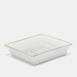 Pre Owned Cartier Porcelain Platinum Finish Window Print Mini Ashtray