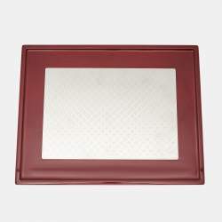 Pre Owned Cartier Logo Wood Silver Tone Tray