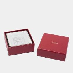 Pre Owned Cartier Porcelain Platinum Finish Mini Trinket Tray