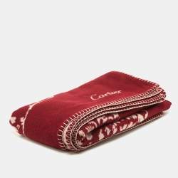 Cartier Burgundy Panthere Wool Throw Blanket