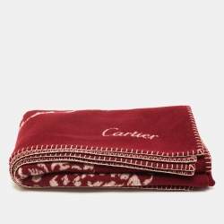 Cartier Burgundy Panthere Wool Throw Blanket