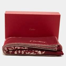 Cartier Burgundy Panthere Wool Throw Blanket