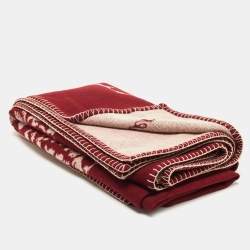 Cartier Burgundy Panthere Wool Throw Blanket