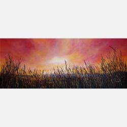 Sunset #9 - Super Sized Original Landscape Painting By Cecilia Frigati, Italy,2023 (89 X 210)
