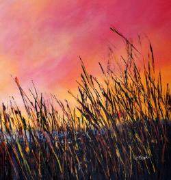 Sunset #9 - Super Sized Original Landscape Painting By Cecilia Frigati, Italy,2023 (89 X 210)