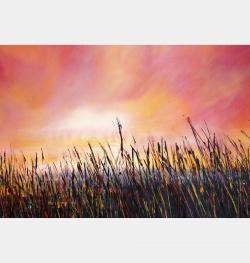 Sunset #9 - Super Sized Original Landscape Painting By Cecilia Frigati, Italy,2023 (89 X 210)
