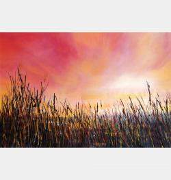 Sunset #9 - Super Sized Original Landscape Painting By Cecilia Frigati, Italy,2023 (89 X 210)