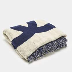 Pre Owned Chanel Navy Blue CC Terry Cotton Beach Towel