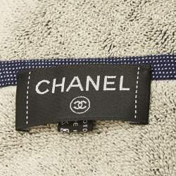 Pre Owned Chanel Navy Blue CC Terry Cotton Beach Towel